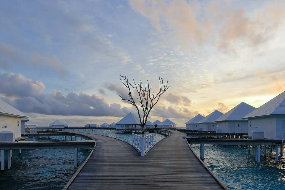 Water villas on a Maldives resort island