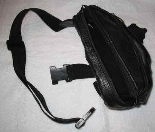 Black belt with a zipped pouch