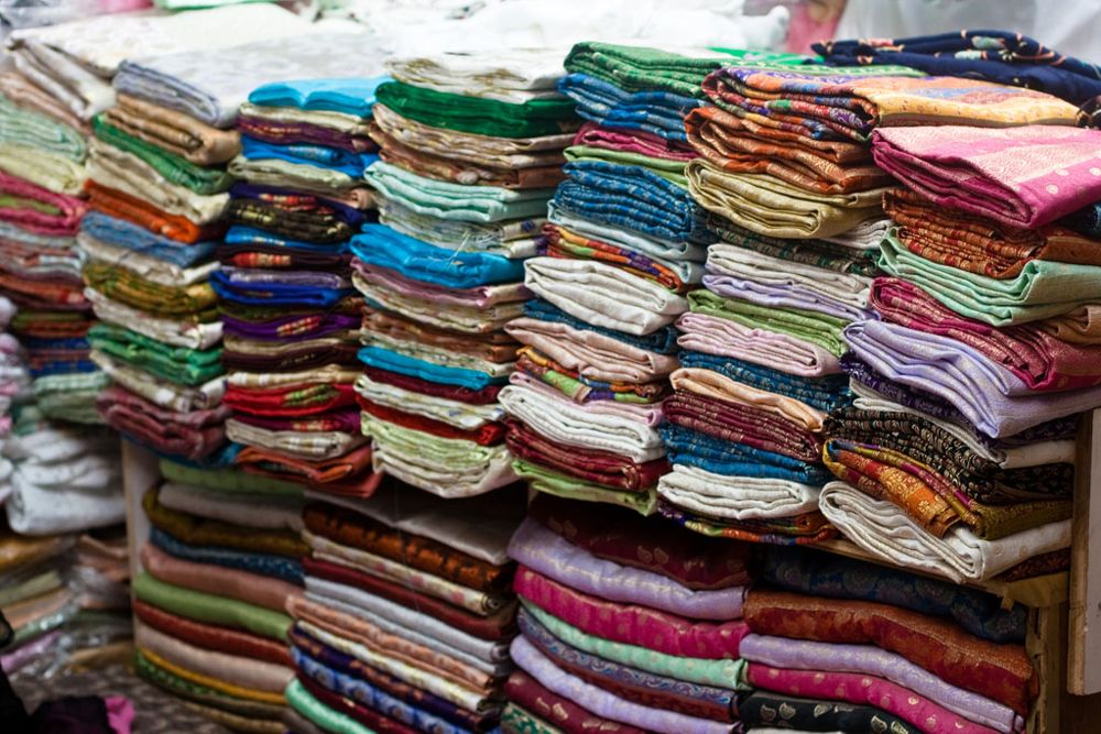 Stacks of folded headscarves